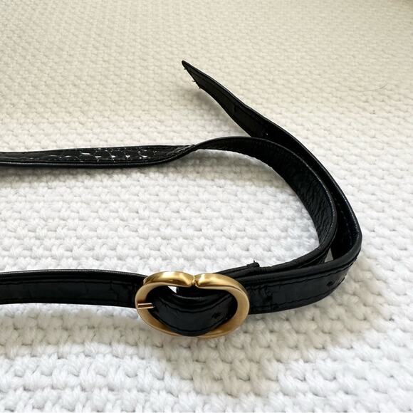 Sondra Roberts Vintage Black Leather Croc Embossed Rectangular Box Crossbody Bag - Picture 9 of 16